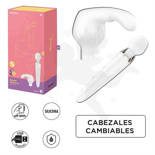 Double Wand-er Masajeador con cabeza intercambiable y control via APP